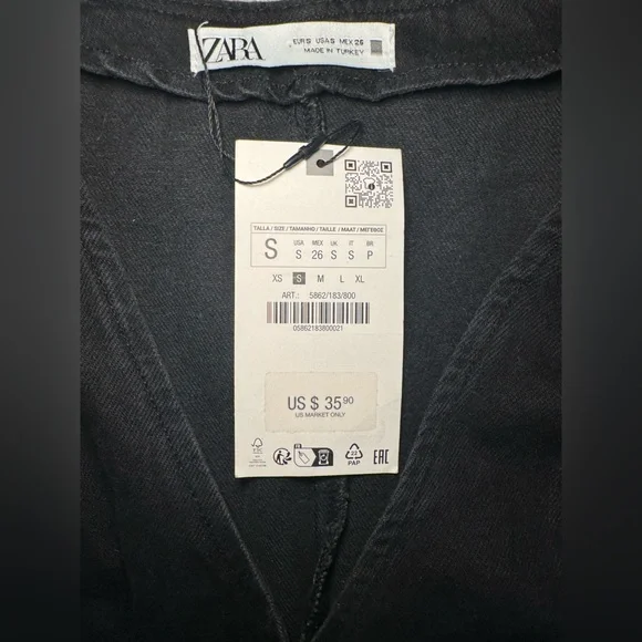 ZARA Cropped Black Denim Vest – Size S – New With Tags - Picture 3 of 4